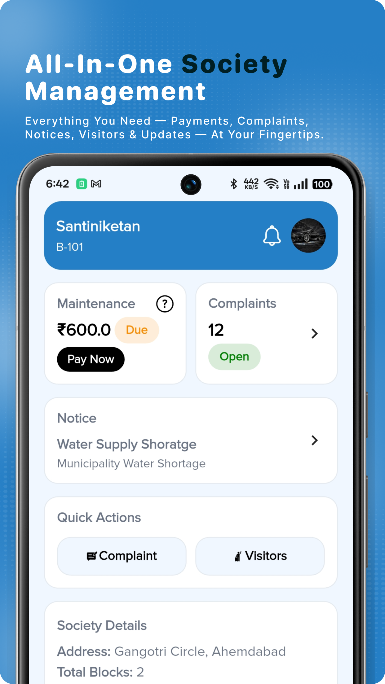 All-in-one society management dashboard