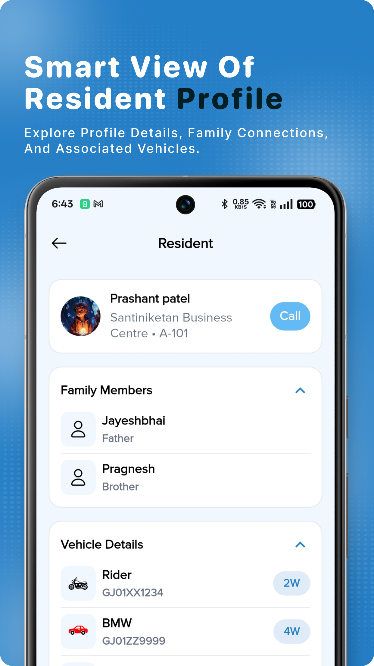 Smart resident profile view